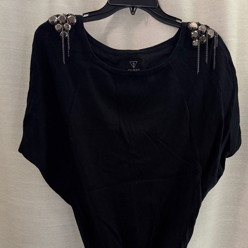 Guess Black Top with Embellished Shoulders